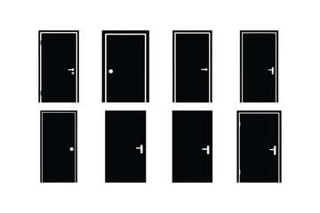 Door Silhouette Vector Icon Set
