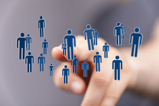 Human digital icons, connection, communication, interaction, teamwork, community, people, and technology intera - Powered by Adobe