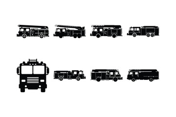 WebFire Truck Silhouette Vector Icon Set
