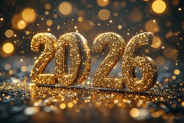 Happy New Year 2026 celebration card with snowflakes and festive fireworks