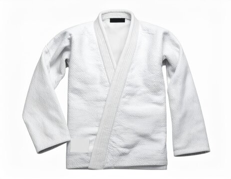 Clean White Judo Gi Uniform Laid Flat on a White Background