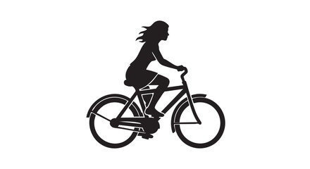 Obraz premium 5. Woman riding bicycle black silhouette vector 