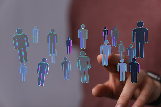 Abstract network of people represented by digital icons. Connection and community concept for business and soci