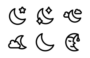 Obraz premium Calm Moon Icon Set for Modern Night Sky Symbols and Professional Lunar Phase Graphic Resources for Creative Atmospheric Projects