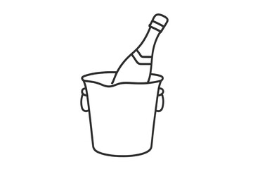 Champagne bottle chilling in an ice bucket, celebrating special moments, an alcohol drink icon with transparent background