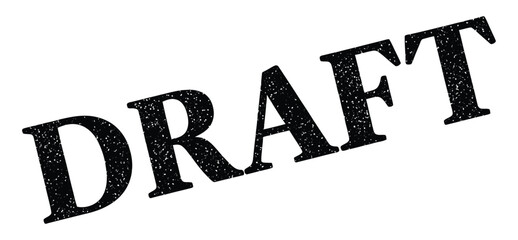 Distressed Draft Text Illustration, Grunge Texture, Black Ink, White Background