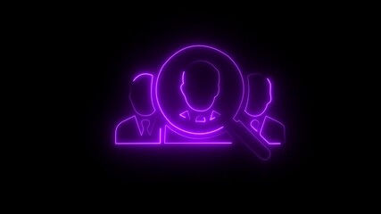  Glowing neon Animated target audience linear icon on transparent background. Appeal customers brand promotion commercial strategy and planning of target audience .4k video motion graphic animation