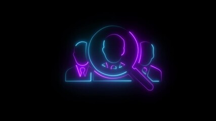  Glowing neon Animated target audience linear icon on transparent background. Appeal customers brand promotion commercial strategy and planning of target audience .4k video motion graphic animation