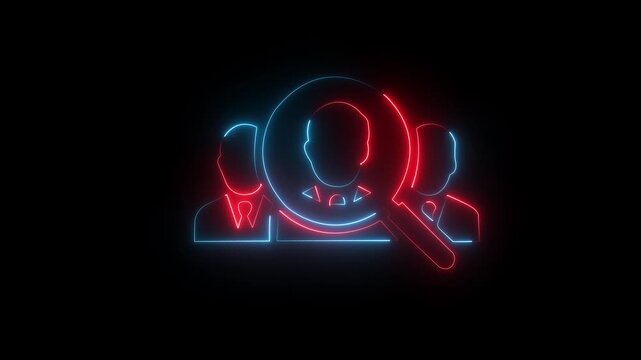  Glowing neon Animated target audience linear icon on transparent background. Appeal customers brand promotion commercial strategy and planning of target audience .4k video motion graphic animation