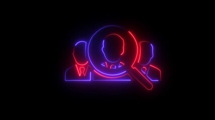  Glowing neon Animated target audience linear icon on transparent background. Appeal customers brand promotion commercial strategy and planning of target audience .4k video motion graphic animation