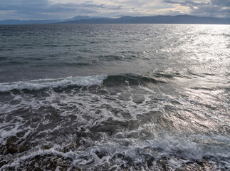 Clouds and stormy weather at Loutra Edipsou Spa resort on Evia Island in Greece