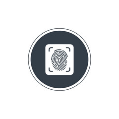 Fingerprint scan in circular frame representing biometric security and identification technology for access control and personal data protection.
