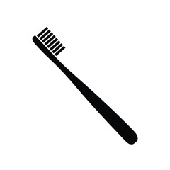Simple black silhouette of a toothbrush on white background