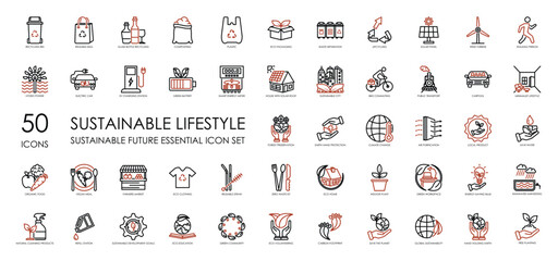 Sustainable Lifestyle two tone icon set