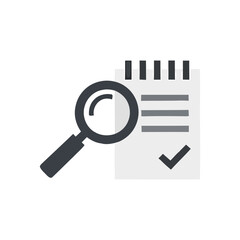 Magnifying glass examines checklist on white paper, confirming tasks completed with precision and efficiency, symbolizing successful project management.