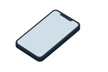 Isometric view of modern smartphone with blank screen and dark frame
