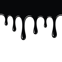 Black liquid dripping and flowing down on a white background