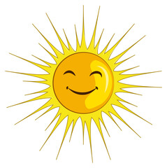 Vector happy sun cartoon character on transparent background