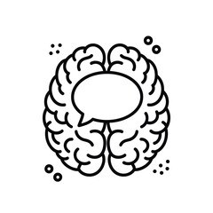 Brain with speech bubble representing thought or communication