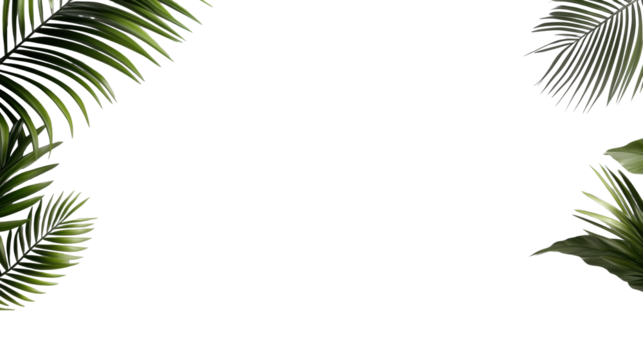 Tropical Palm Leaves on Transparent Background