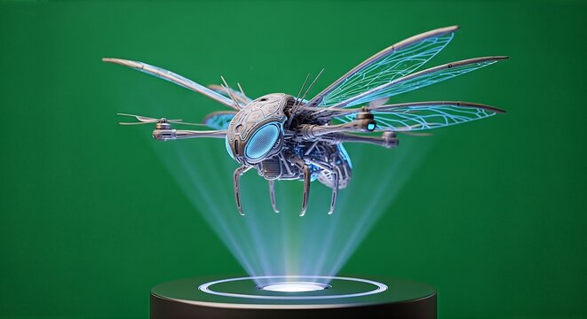Futuristic Insect Drone with Holographic Display