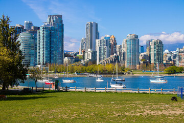 Vancouver Skyline and Modern Waterfront Condominiums Over False Creek arena from Charleson Park © ti1993