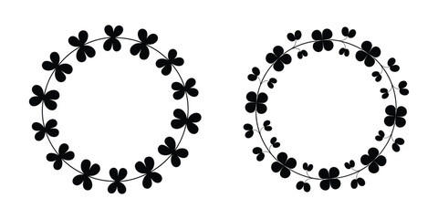 Two floral wreath silhouettes vector isolated on white background