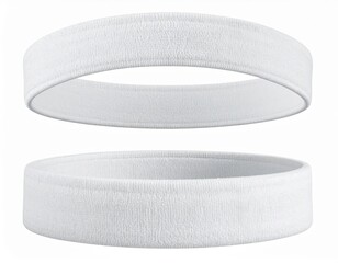 Two White Terry Cloth Athletic Sweatbands Isolated on a White Background Use for Sports Apparel Mockups or Fitness related Content