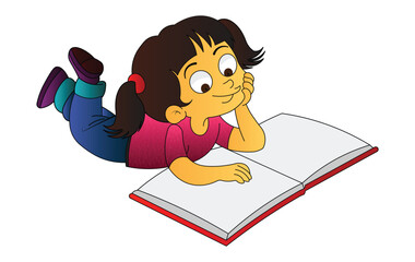 Kid reading book | learning and education vector art