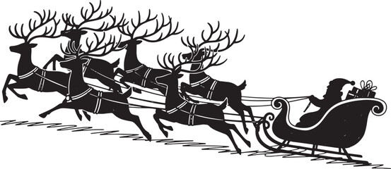 Santa Claus with reindeer silhouette for Christmas holiday celebration vector illustration