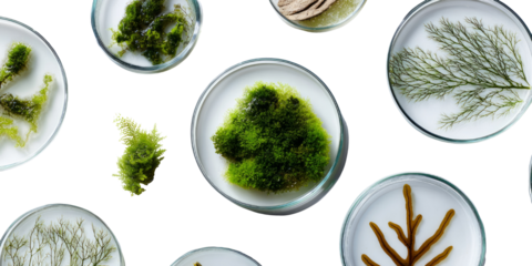 Diverse Botanic Samples in Petri Dishes Display Nature's Intricate Patterns and Textures