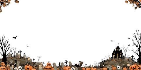Halloween Graveyard Scene with Pumpkins, Ghosts, and Eerie Tombstones Under a Starry Night Sky
