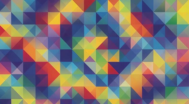 Abstract geometric background with colorful triangles creating a vibrant mosaic pattern for