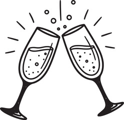 Toasting glasses illustration with bubbles for celebration and happy occasion