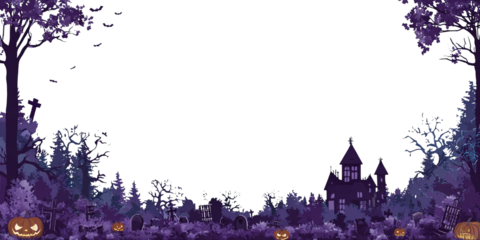 Eerie Halloween Night in Spooky Forest with Haunted House and Glowing Jack-o'-Lanterns