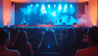 Captivating Stage Performance A Band's Energetic Concert Before an Engaged Audience