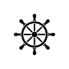 Obraz premium Simple Black and White Ship Wheel on Transparent Background