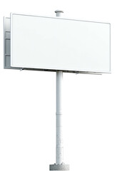 Obraz premium A large, blank rectangular sign on a tall, single white pole, elevated for advertisements