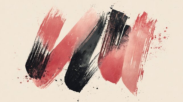 Red watercolor brush strokes on paper with red paint texture