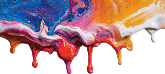 Vibrant Drip: Mesmerizing Collision of Colorful Abstract Paint Flow Captivating the Senses