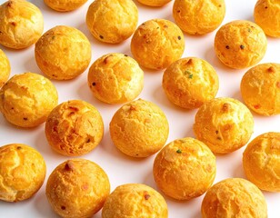 Golden Round Bread Bites on White Background