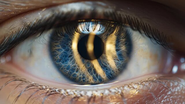 Extreme Macro View of Human Blue Eye Dilating and Contracting Slowly