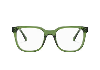 Fototapeta premium Stylish light green framed eyeglasses with clear lenses presented as a single object isolated on transparent background