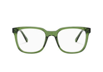 Stylish light green framed eyeglasses with clear lenses presented as a single object isolated on transparent background