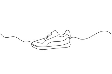 Continuous one line drawing of sneakers vector icon with minimalist shoe outline design. illustration
