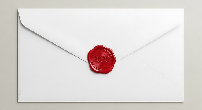 Elegant white envelope sealed with a classic red wax seal for formal correspondence
