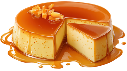 Caramel Flan pudding Dessert with Rich Golden Syrup