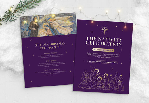 Christmas Nativity Play Flyer & Poster Template for School & Church Nativities