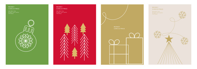 Set of Merry Christmas and Happy New Year greeting cards  for background, greeting card, party invitation card, website banner, social media banner