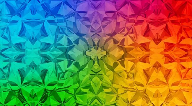 Abstract rainbow kaleidoscope pattern creating a visually stunning and mesmerizing geometric